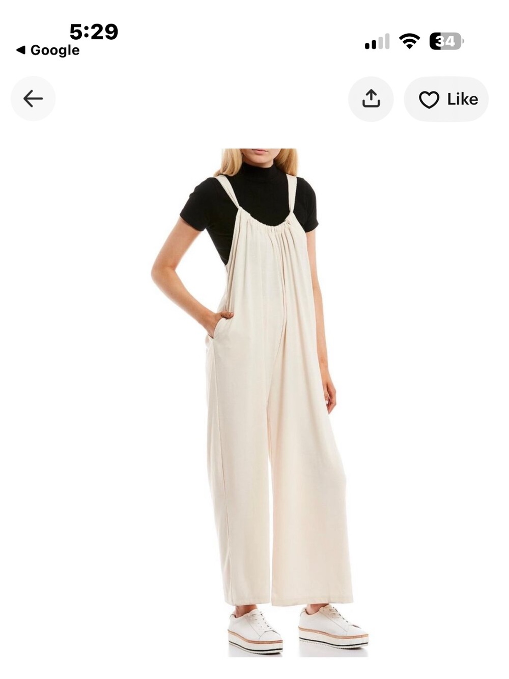 Chelsea & Violet Cream Wide-Leg Pinafore Jumpsuit